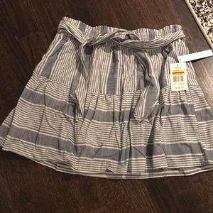 Flared striped mini skirt with sash